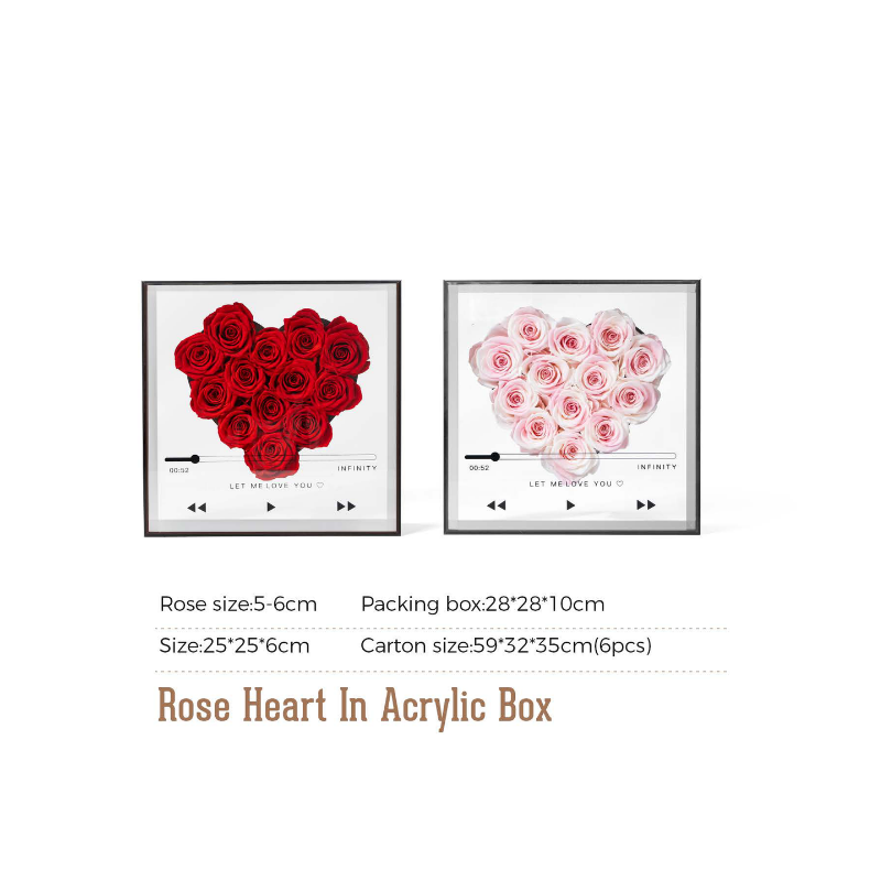 Rose Heart in Acrylic Box